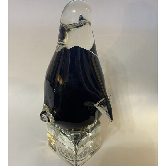 Vintage 2003 Joe Rice Penguin Glass Penguin Paperweight Figurine Black White - Picture 6 of 11